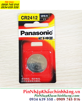 Panasonic CR2412; Panasonic CR2412 lithium 3v chính hãng, Xuất xứ Indonesia (Loại vỉ 1viên)